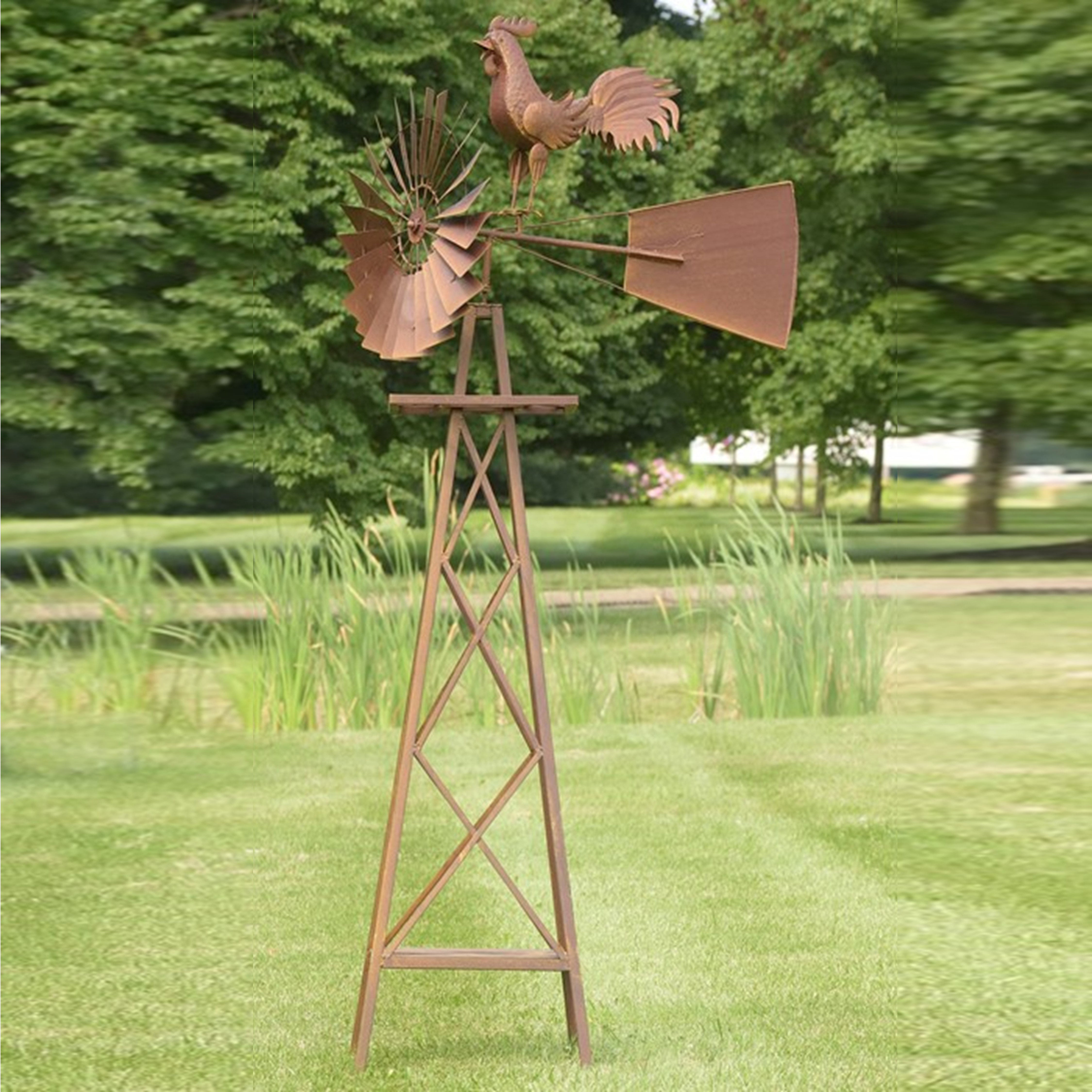 Rosalind Wheeler Large Stand Windmill with Rooster | Wayfair
